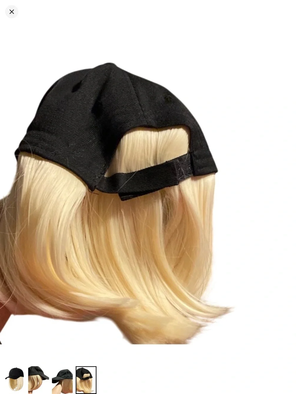 Black Baseball Cap with Blonde Wig - Women Hair